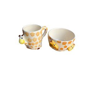 The Da Vinci Collection Giraffe Mug Bowl Ceramic 3D Hand Painted Kitchy